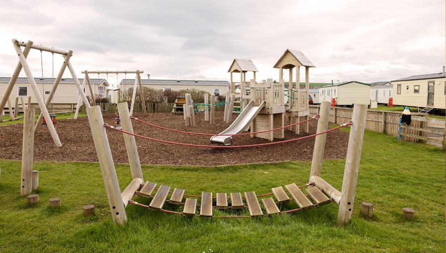 swings and ropes by the caravans