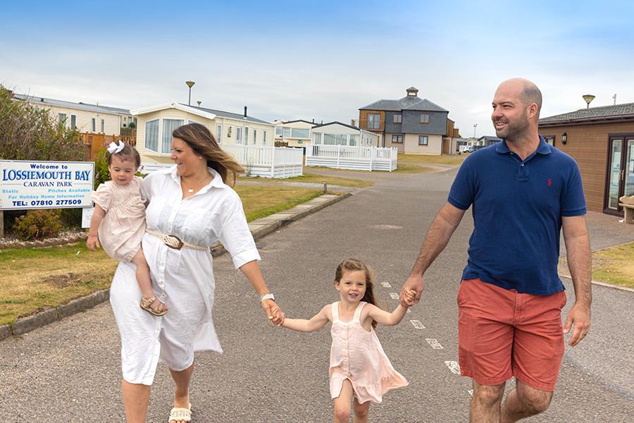 walking around Lossiemouth Holiday Park on holiday in Scotland