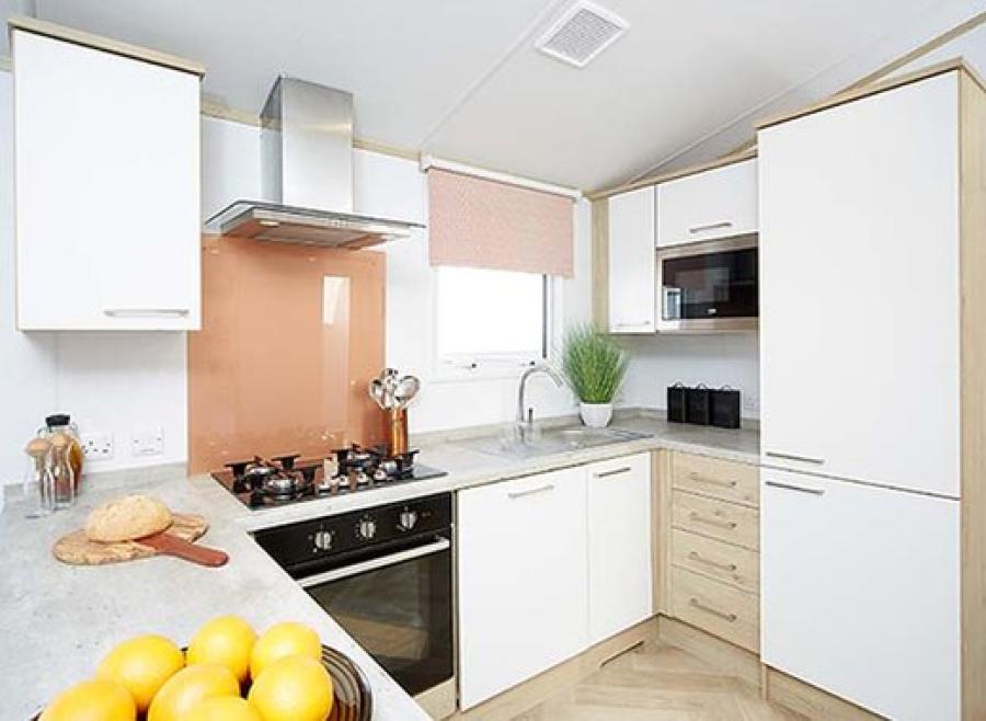 inside a luxury caravan at Moffat Manor Holiday Resort