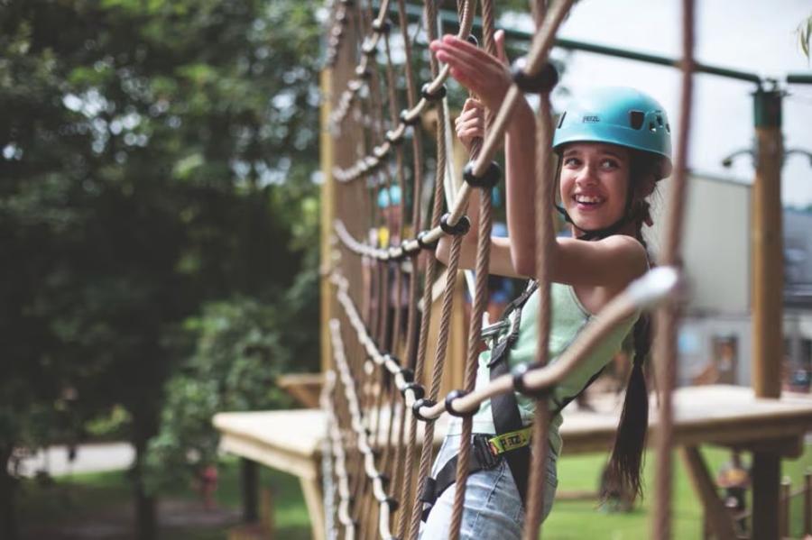 on the climbing ropes at Primrose Valley Holiday Park