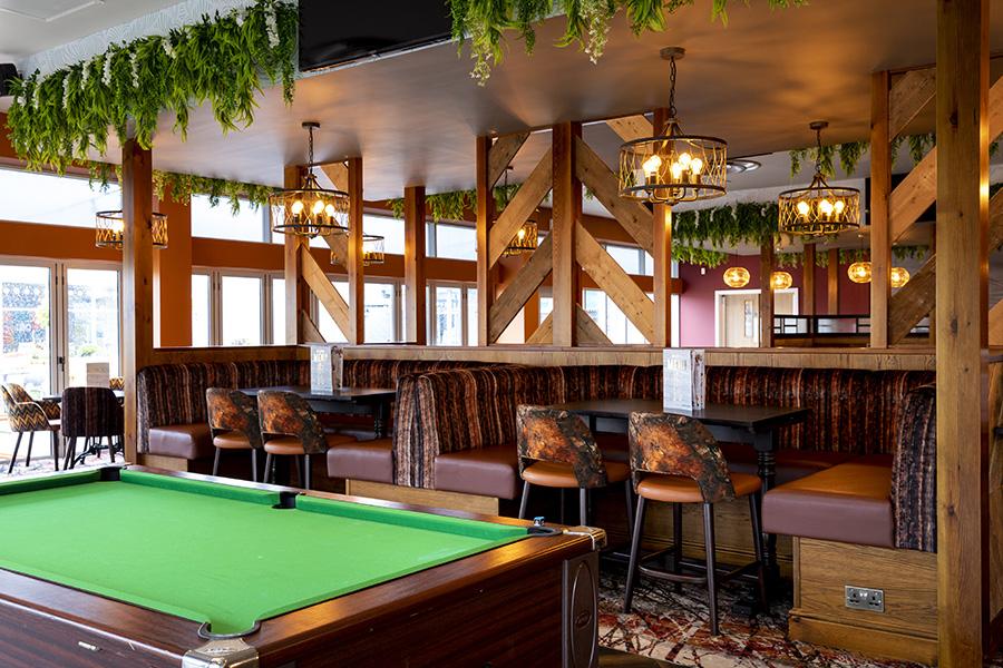 pool table by the bar on the holiday park