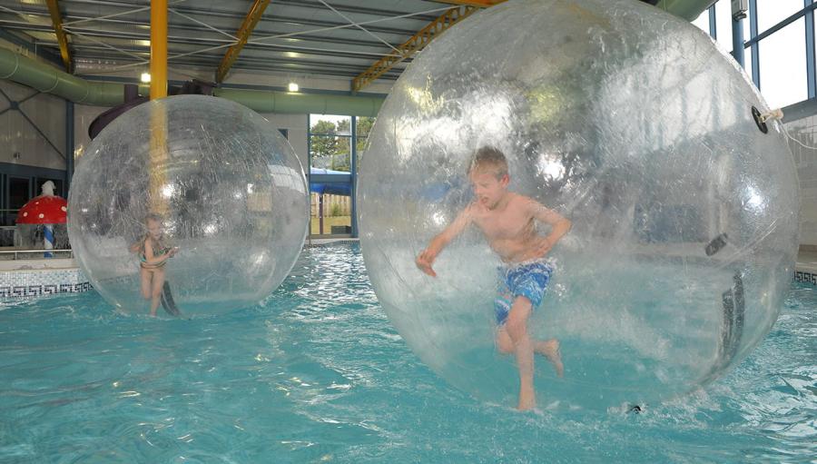 water walker zorbs in the swimming pool