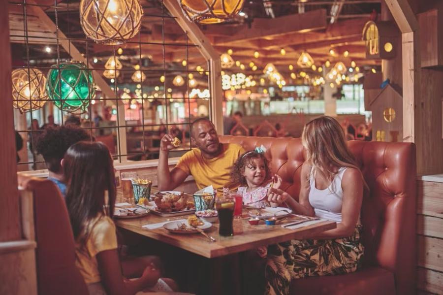 eating in the restaurant at Hafan-Y-Mor Holiday Park