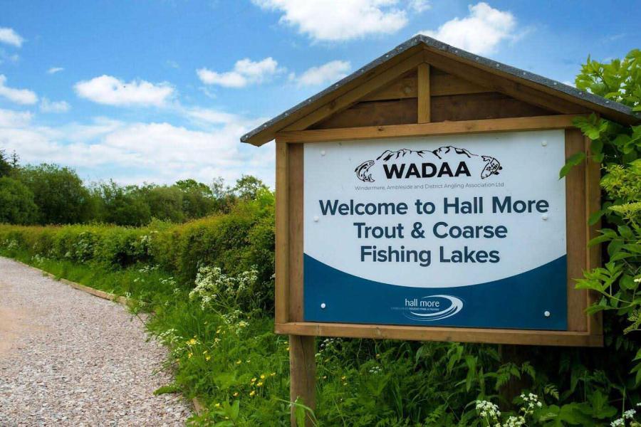 enterance to the fishing lakes at Hall More Holiday Park