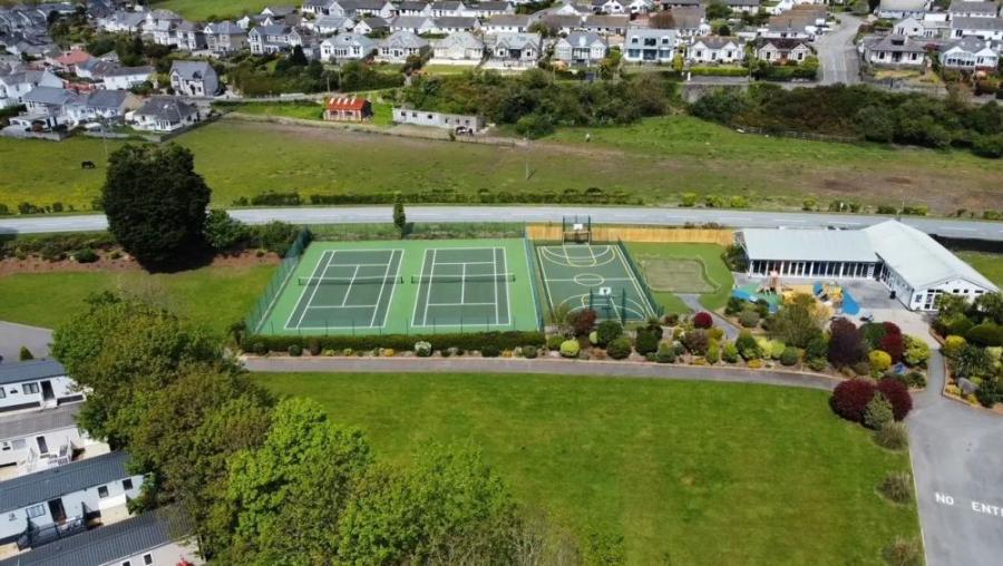 the tennis courts at Par Sands Coastal Holiday Park