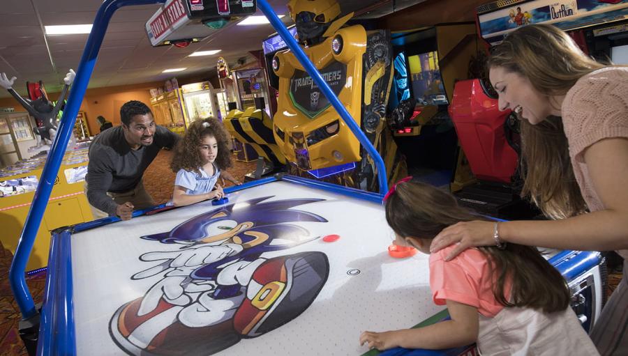 playing in the amusement arcade at Sandylands Holiday Park