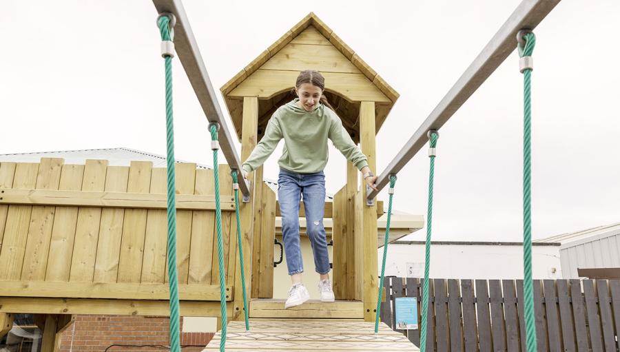 on the rope course at Sandylands Holiday Park
