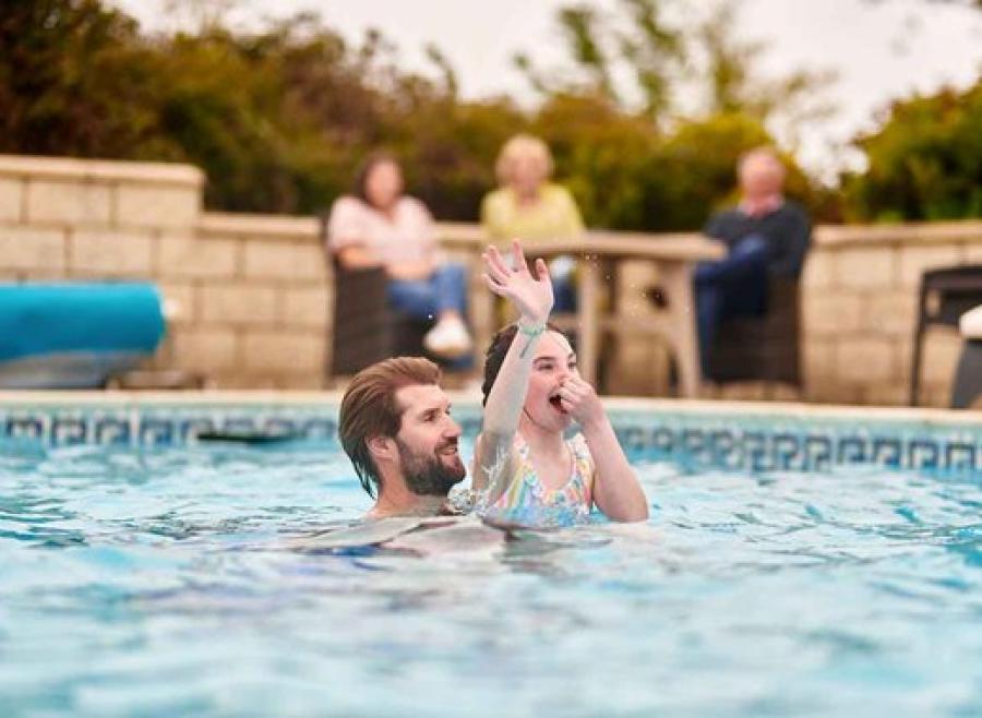having fun on the pool on holiday on the isle of wight