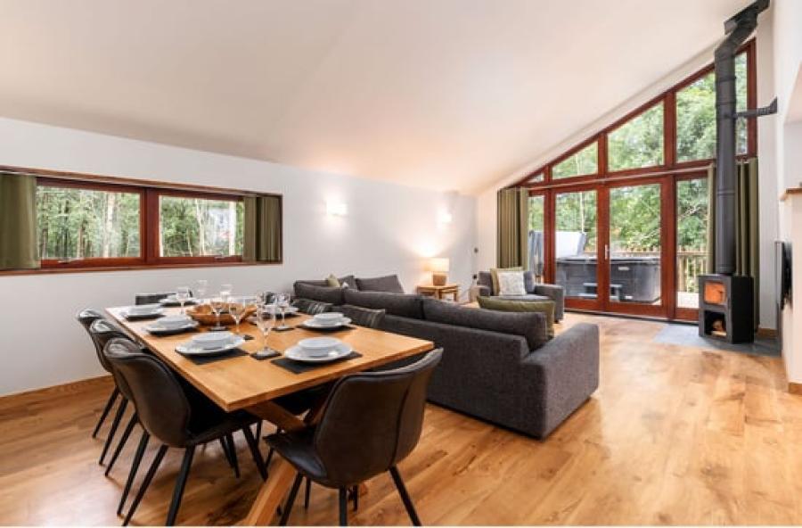 inside a luxury lodge at Strathyre lodge park