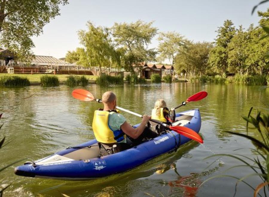 kayaking on the lake on holiday