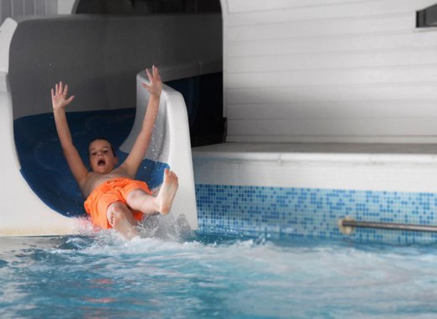 the pool flume fun at Whitecliff Bay Holiday Park on the isle of wight
