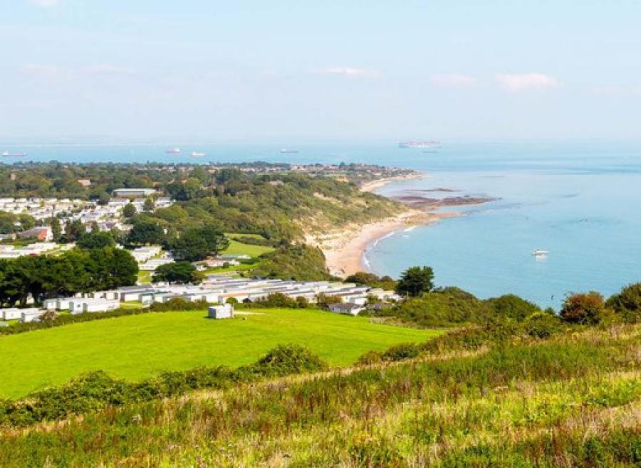 looking towards Whitecliff Bay Holiday Park