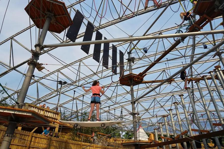 doing the high ropes course at the Bluestone National Park Resort