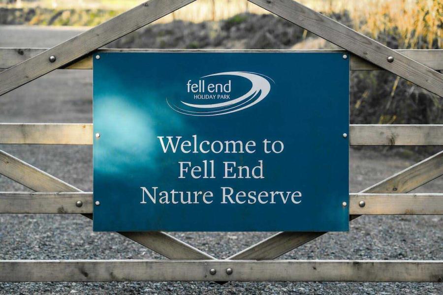 the enterance to the nature reserve at Fell End Holiday Park