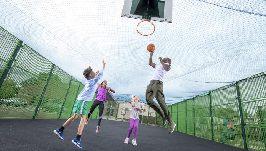 the sports court at Regent Bay Holiday Park