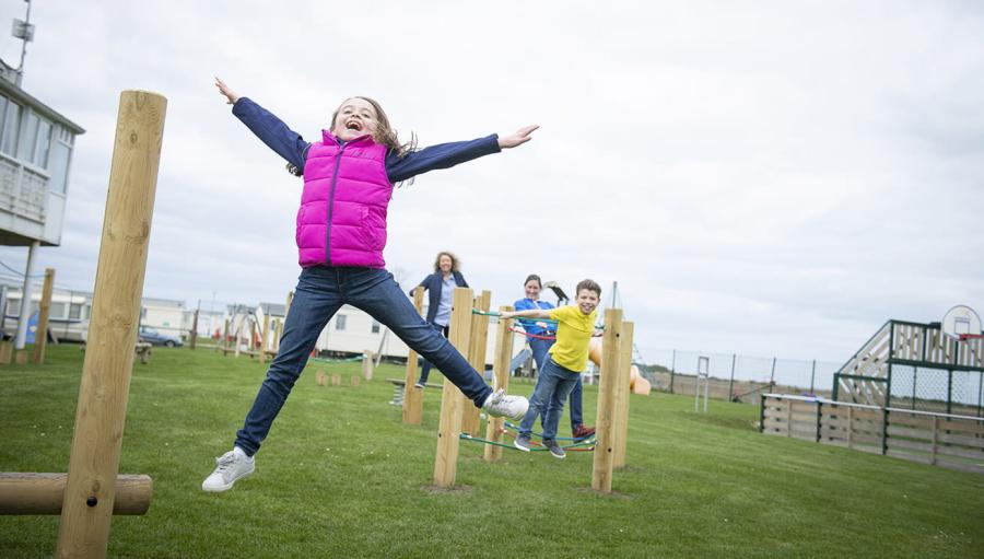 kids having fun outside at Whitley Bay Holiday Park
