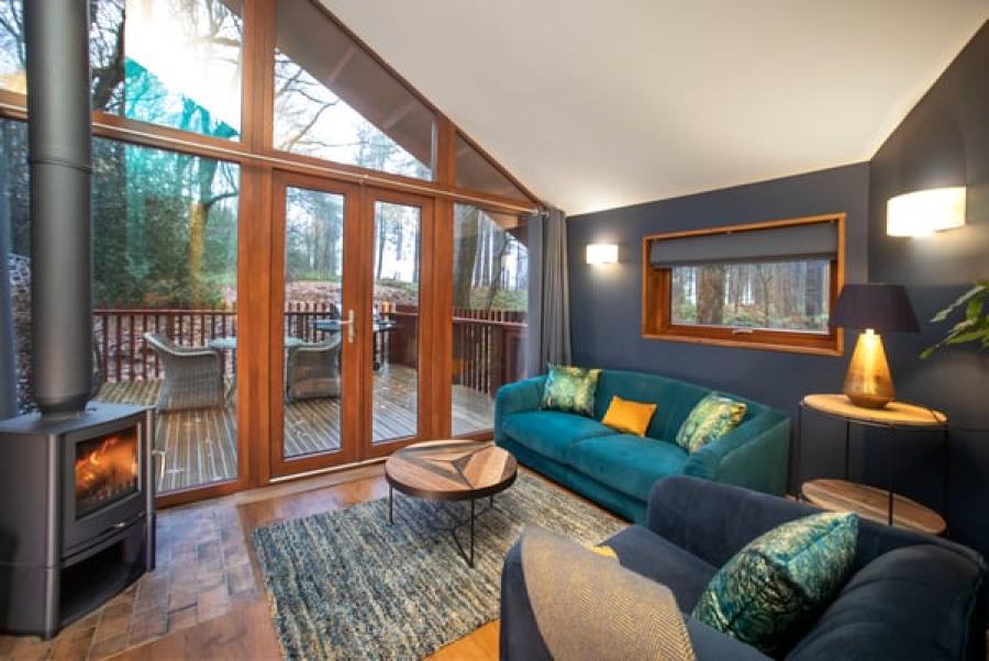 inside a luxury cabin at Cropton Lodge Park