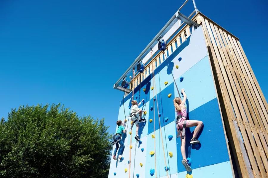 the climbing wall at Marton Mere Holiday Village