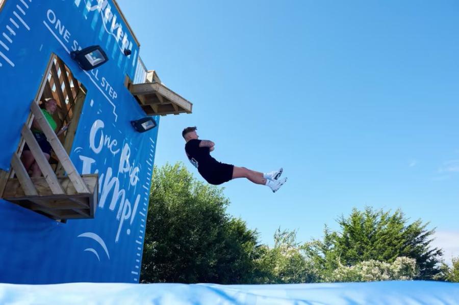 doing the jump at Marton Mere Holiday Village