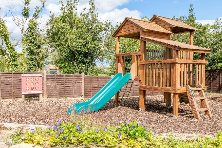 the slide in the kids adventure playground at Ribble Valley Holiday Park