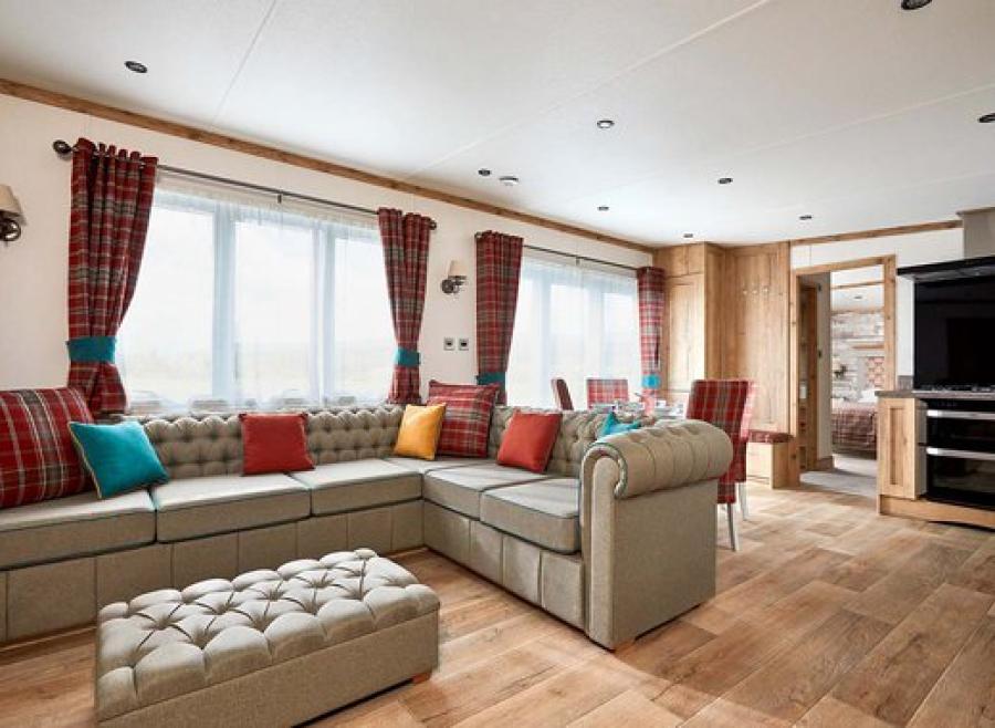 inside a luxury lodge at Appletree Holiday Park