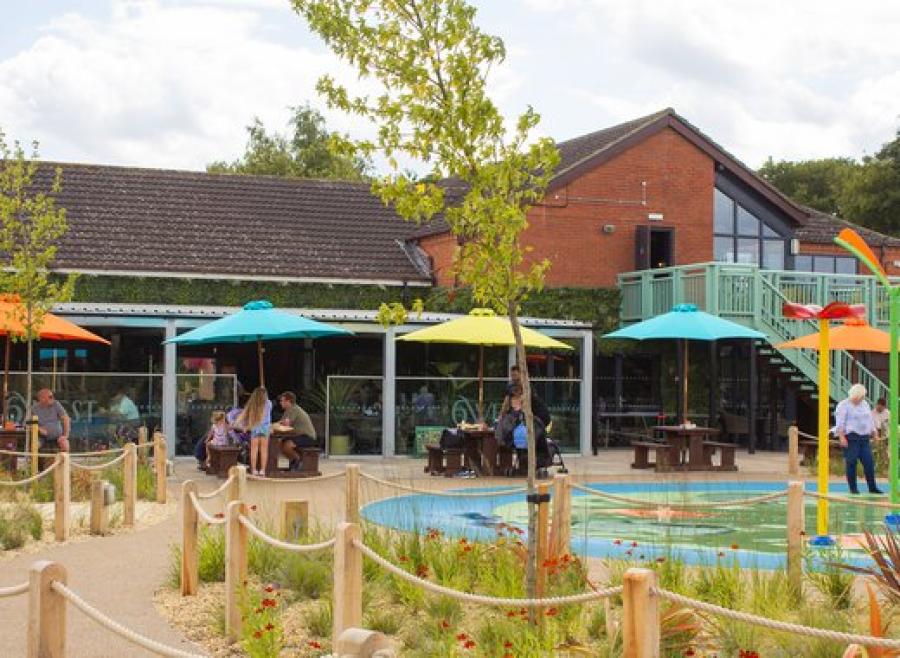 outside the bar and restaurant at Appletree Holiday Park