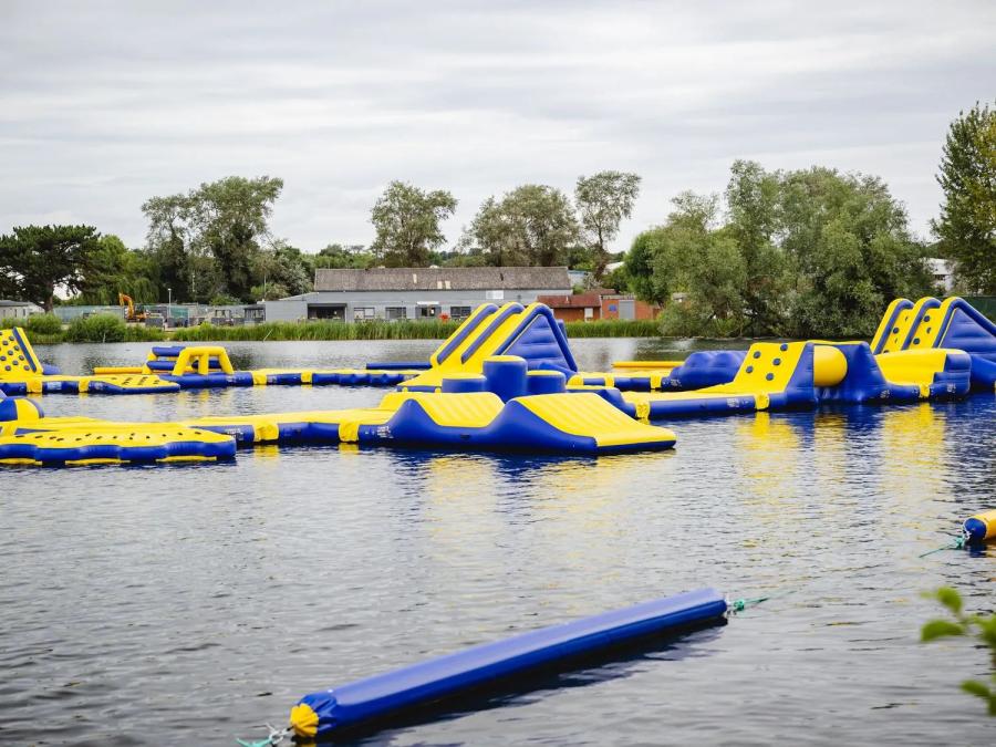 the inflatables at the waterpark at Billing Aquadrome