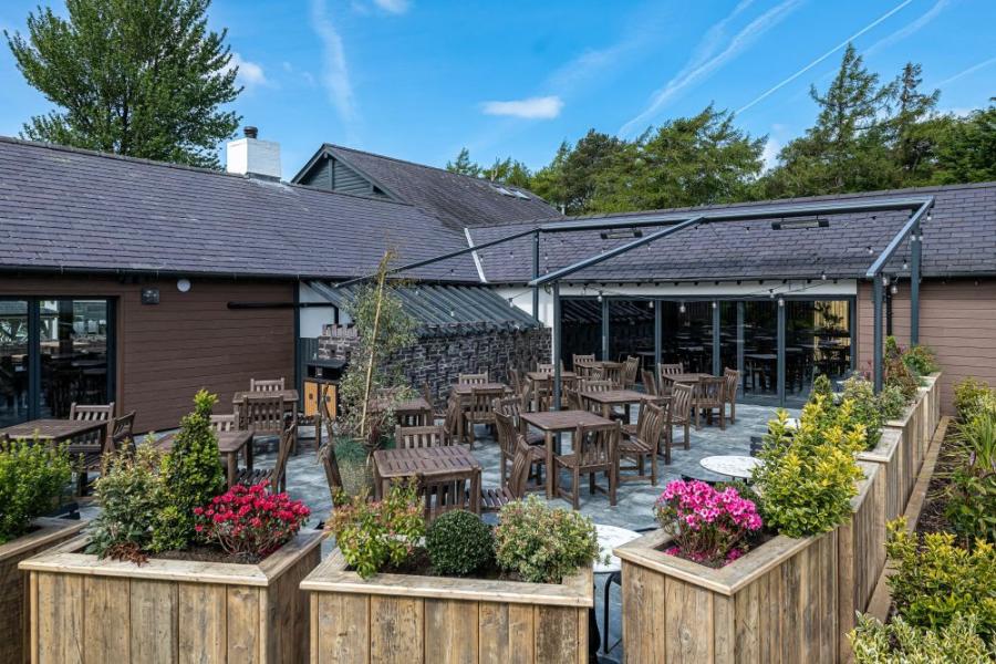 outside the resturant at Brynteg Holiday Park