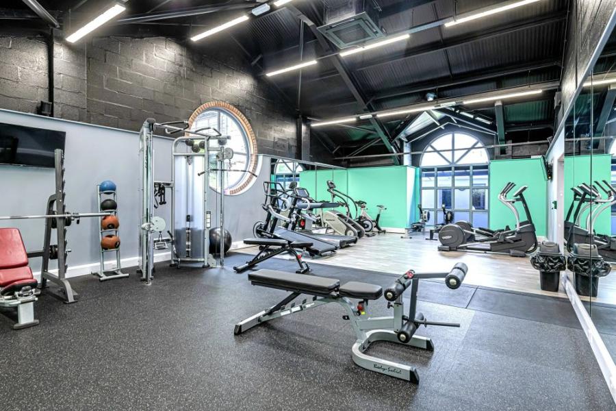 free wights in the gym at Brynteg Holiday Park