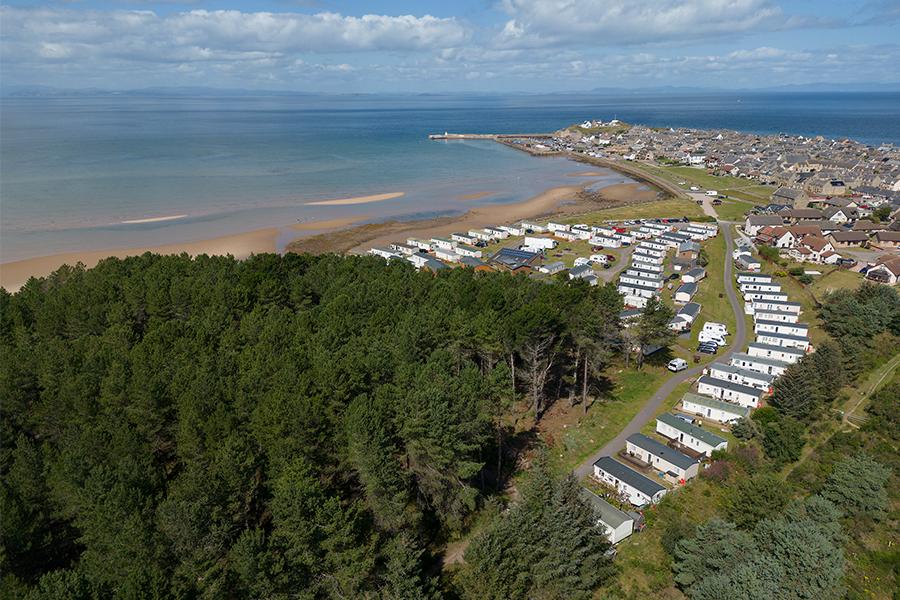 looking down over Burghead Holiday Park