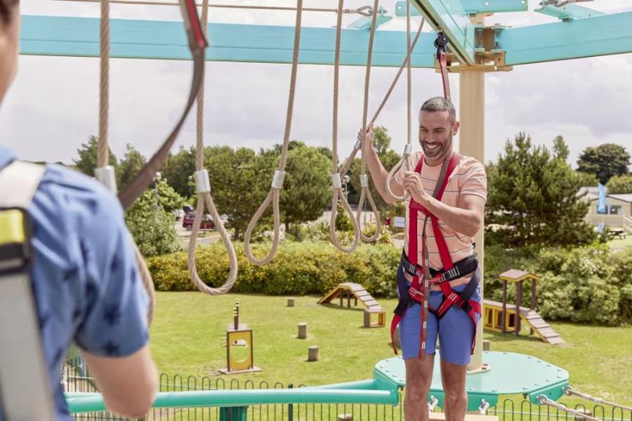 having fun on the high ropes on holiday at Golden Sands Holiday Park Lincolnshire