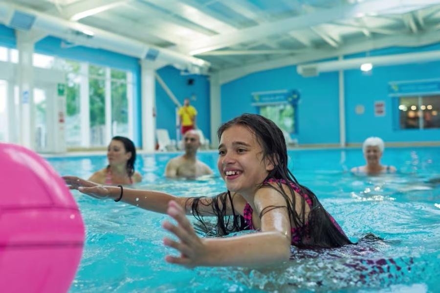 the indoor swimming pool at Lydstep Beach Holiday Park near Tenby