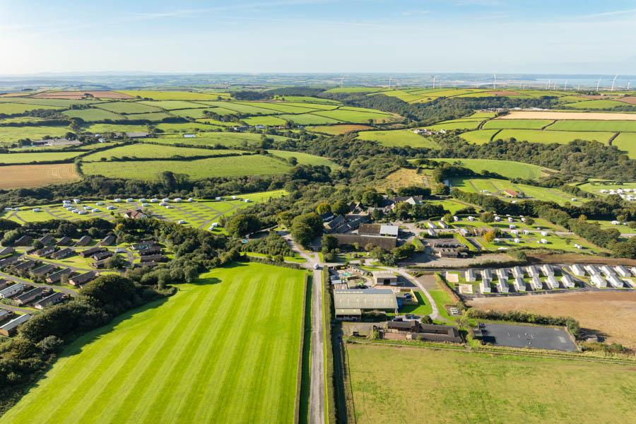 looking down over Stowford Meadows Holiday Park