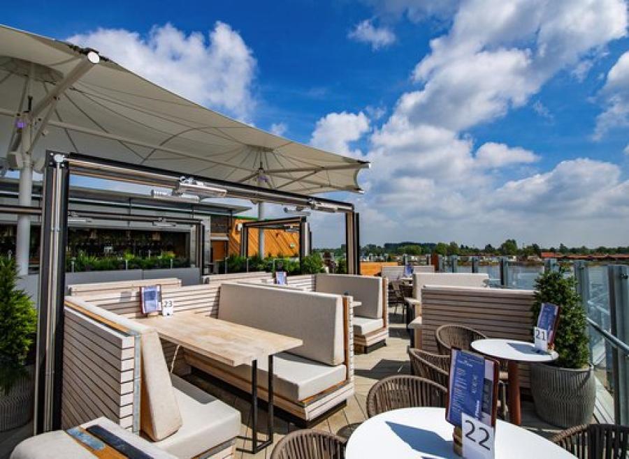seating outside overlooking the lake