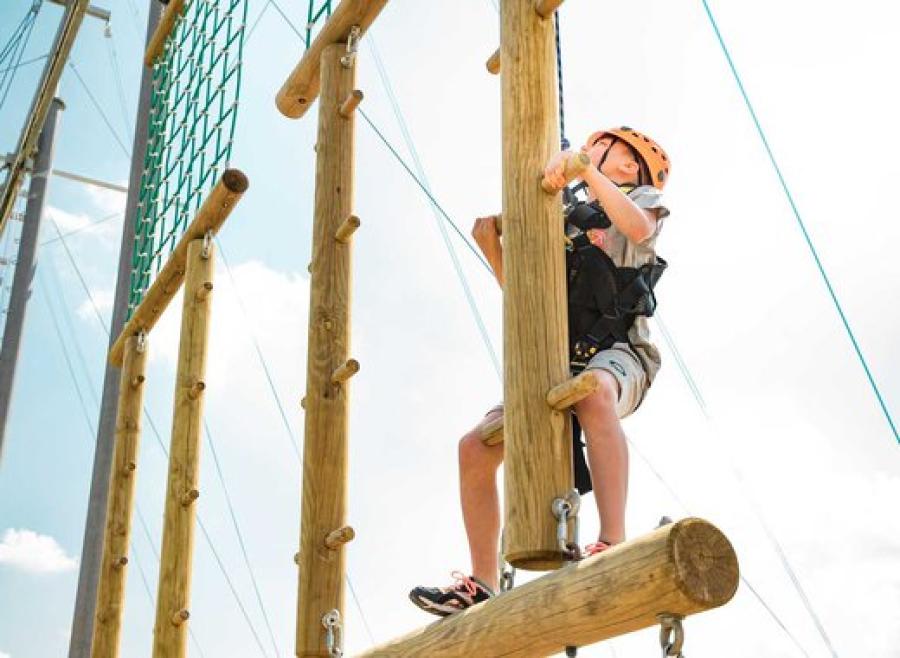 climbing the high ropes at Tattershall Lakes Country Park