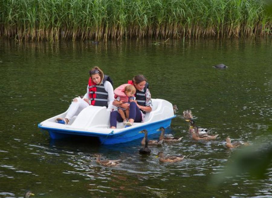 on a pedalo having fun on holiday at Tattershall Lakes Country Park