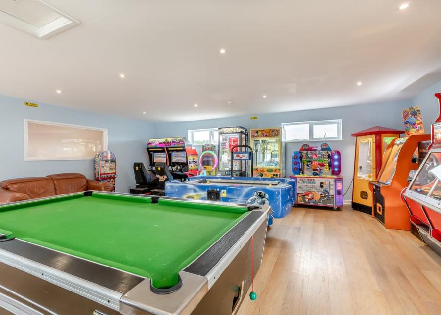 the amusement arcade at Andrewshayes Holiday Park