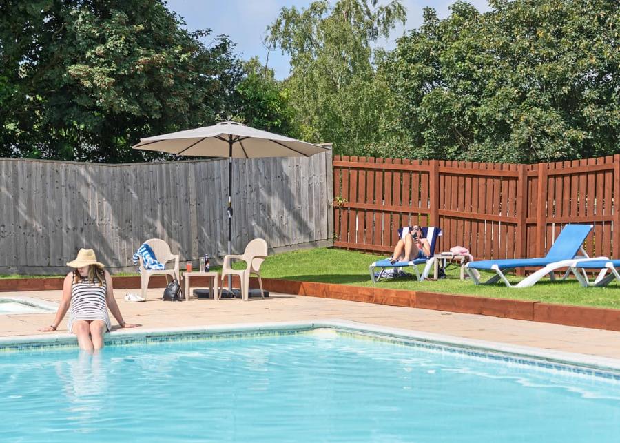 outdoor swimming pool at Dartmoor View Holiday Park near Okehampton in Devon