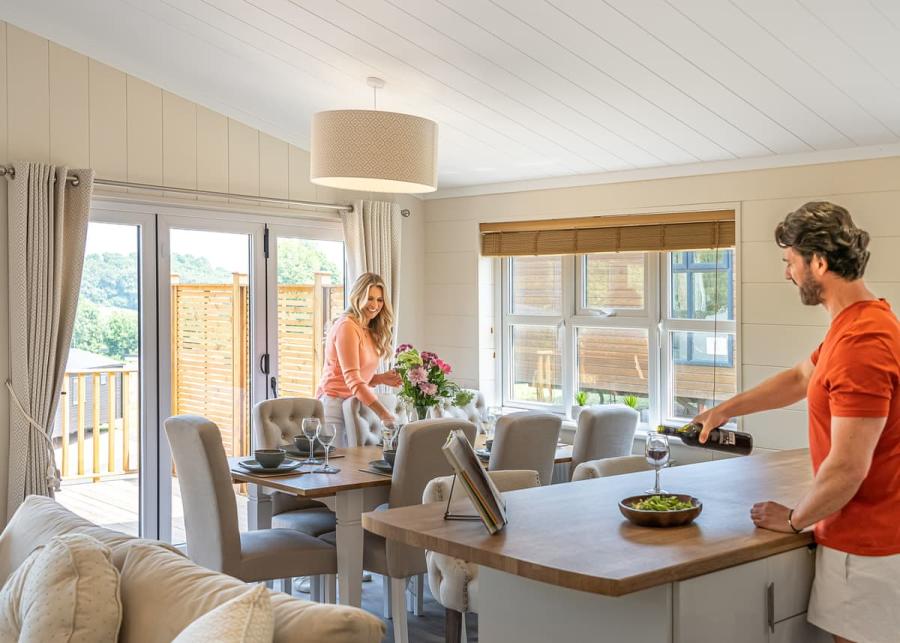 inside a luxury lodge at Devon Hills Holiday Park in Paignton