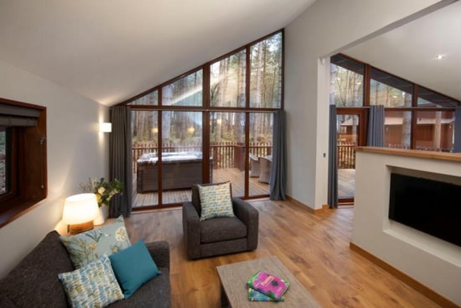 inside a luxury lodge at Forest of Dean