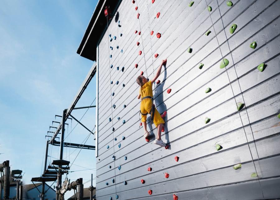 the climbing wall at Golden Coast Holiday Park