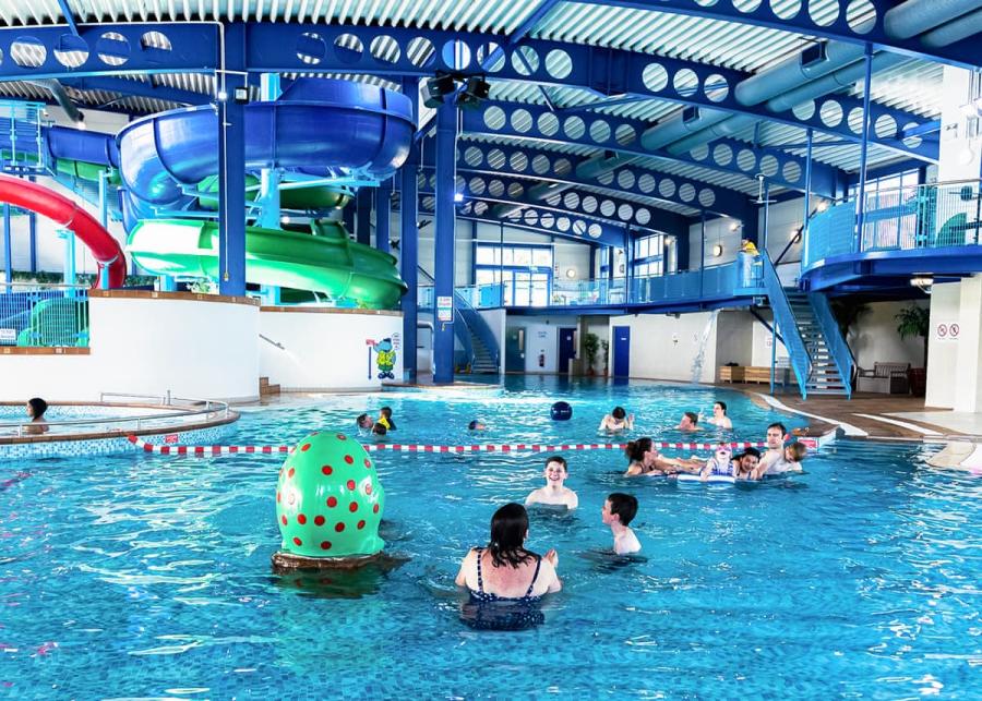 indoor pool with slides at hendra newquay