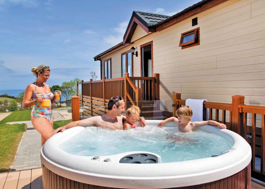 lodges with hot tubs at Ladram Bay Holiday Park in Devon