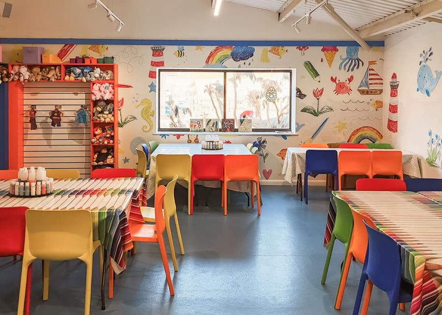 the indoor kids crafts centre at Ladram Bay Holiday Park