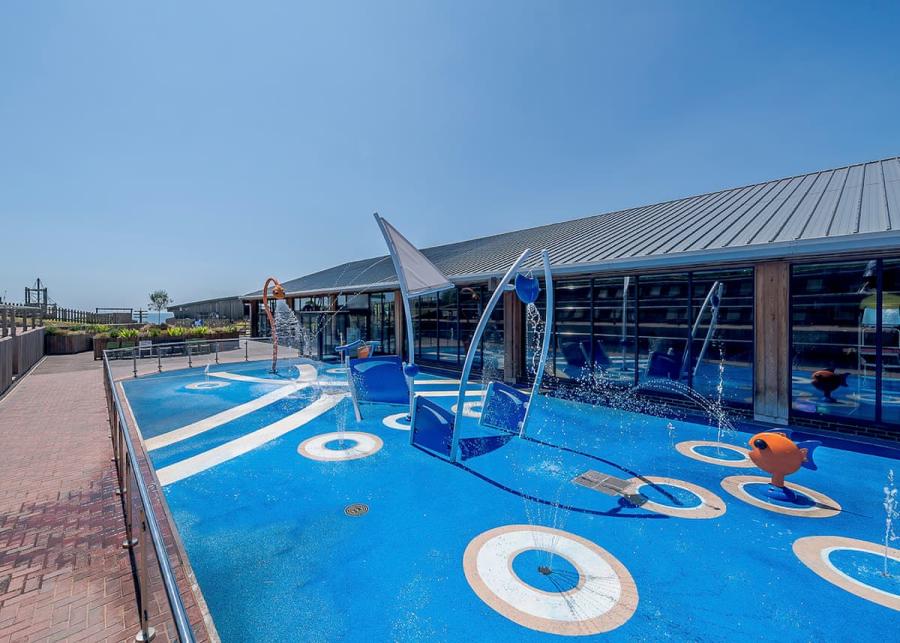 outdoor splash zone at Ladram Bay Holiday Park in Devon