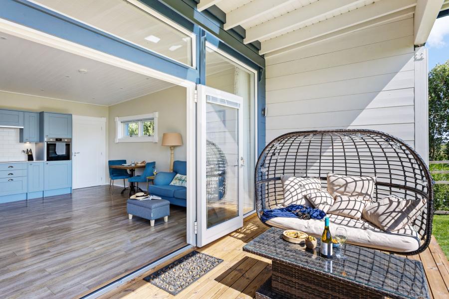 outdoor seating area in a luxury lodge, devon