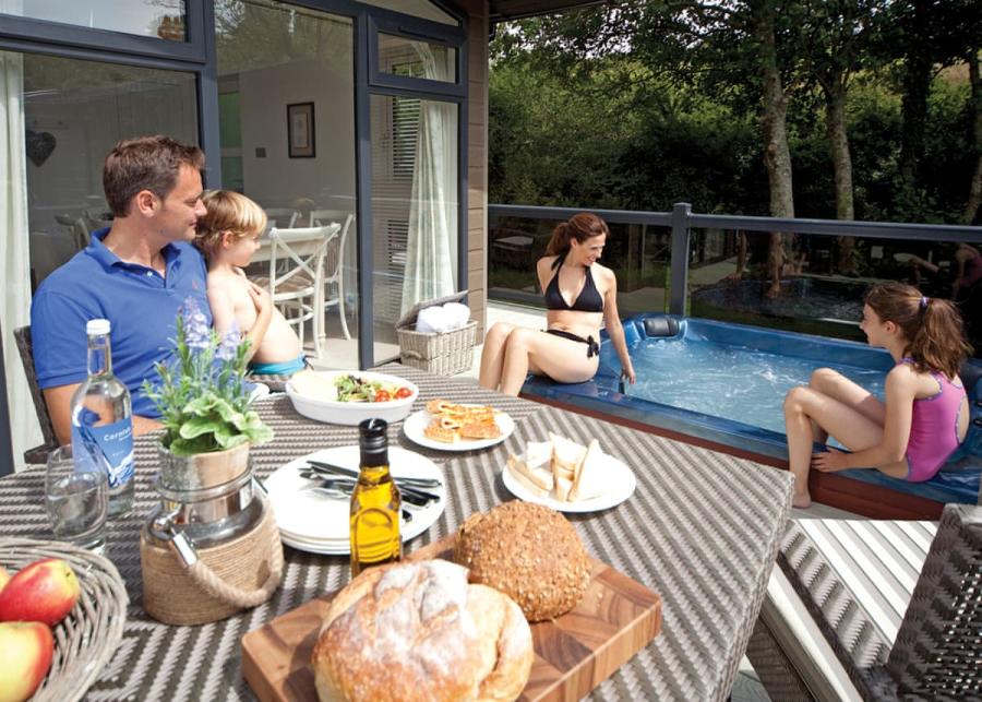 private outdoor decking with hot tub mullion cove coastal retreat