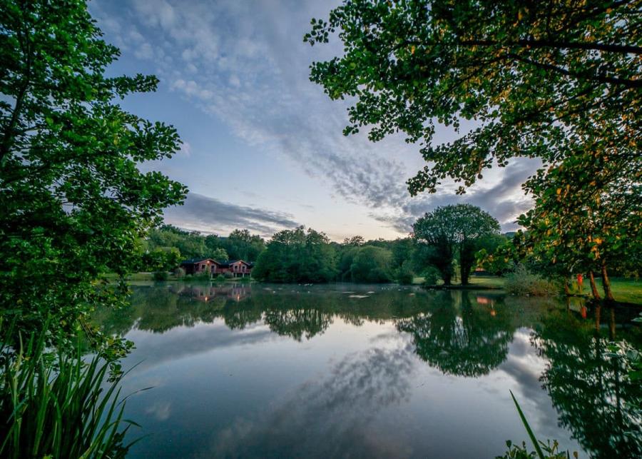 the lakes at Otter Falls holiday park in Honiton, Devon