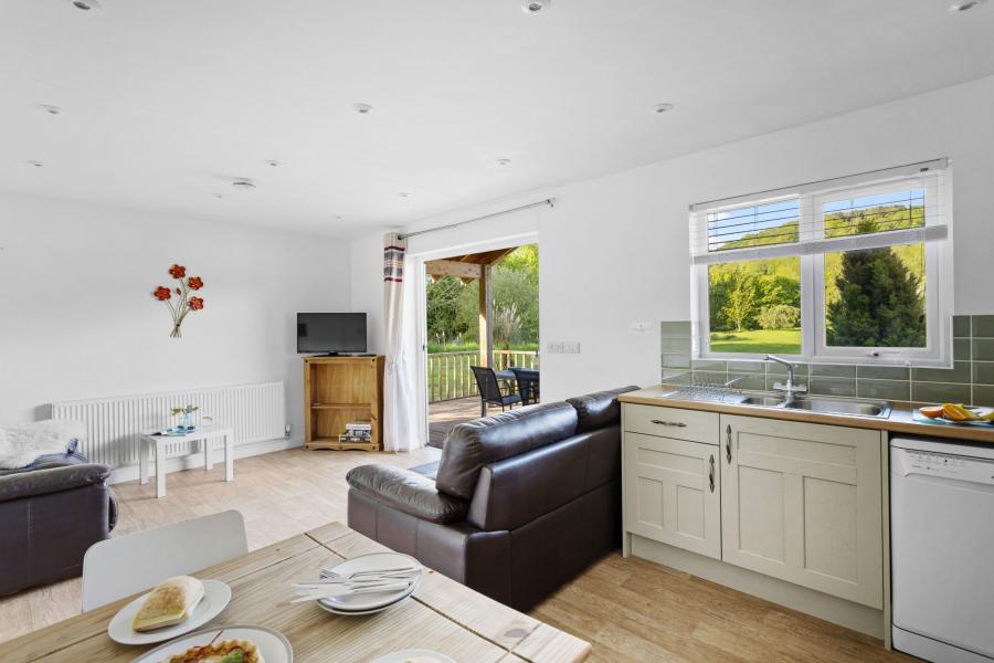 open plan kitchen and living area, luxury lodge, somerset