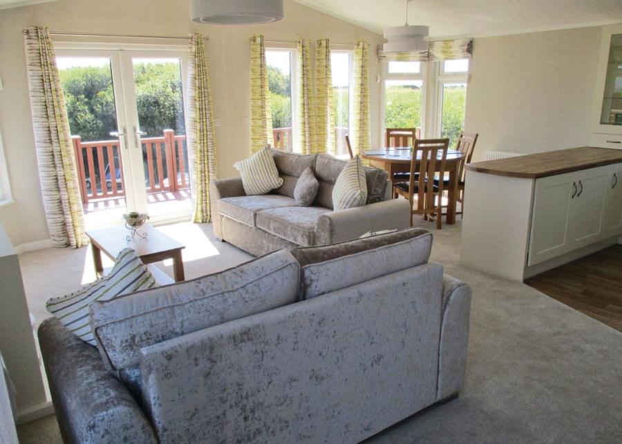 lounge in a caravan at port haverigg holiday village 